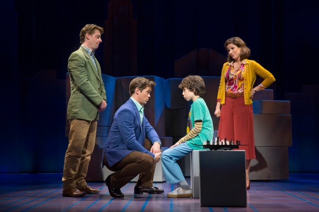 From left: Christian Borle, Andrew Rannells, Anthony Rosenthal and Stephanie J. Block in the new production of "Falsettos" in New York, Oct. 6, 2016. Times have changed for gay rights, leading the makers of ?Falsettos" to wonder how the show will be received compared with its Broadway debut in 1992. (Sara Krulwich/The New York Times)